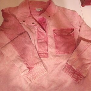 Chic Two Tone Pink Half Button‎ Pull Over Urban Daizy